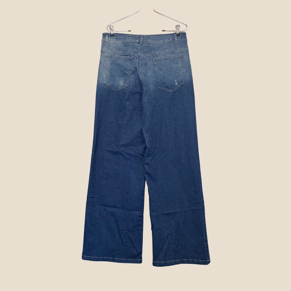 Hello Bello Wide Leg Jeans Women 32 Distressed Y2K High Rise Flattering